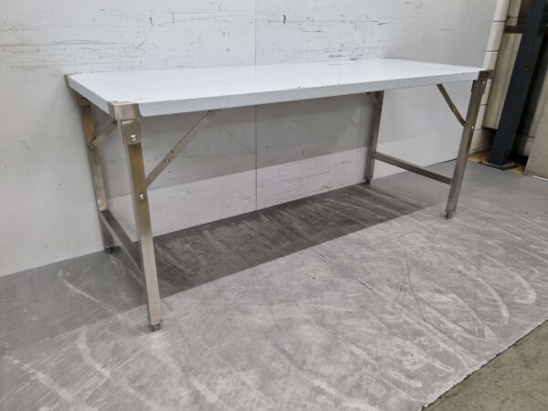 Zusammenklappbarer Arbeitstisch aus Edelstahl 180 x 70 x 85 cm Catering – Bild 3