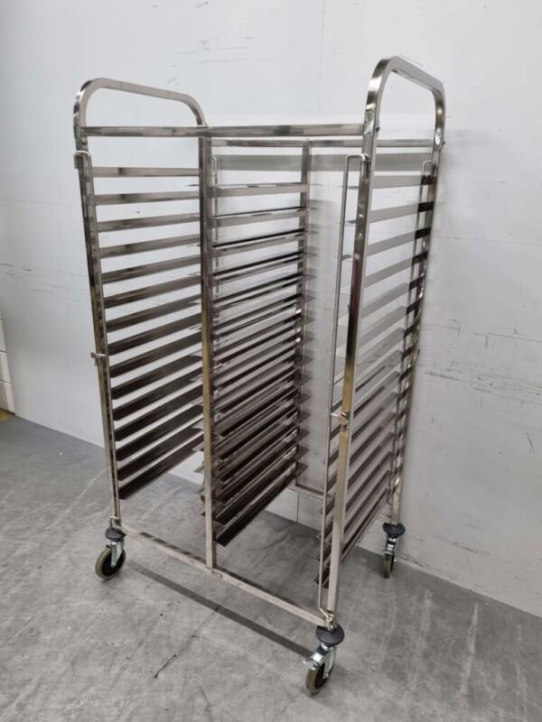 Doppelregalwagen aus Edelstahl 30 x 60/40 cm Bakerynorm Euronorm 91,5 cm Horeca – Bild 2