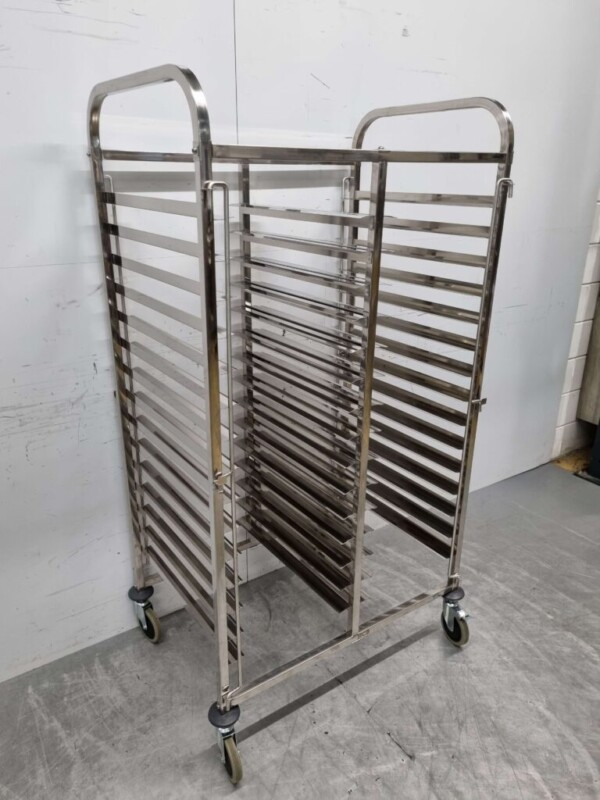 Doppelregalwagen aus Edelstahl 30 x 60/40 cm Bakerynorm Euronorm 91,5 cm Horeca – Bild 3