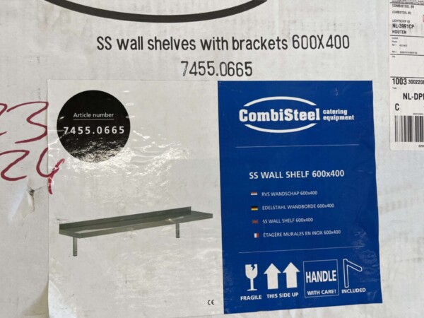 Edelstahl Wandregal mit Halterungen 60 x 40 cm Catering – Bild 2