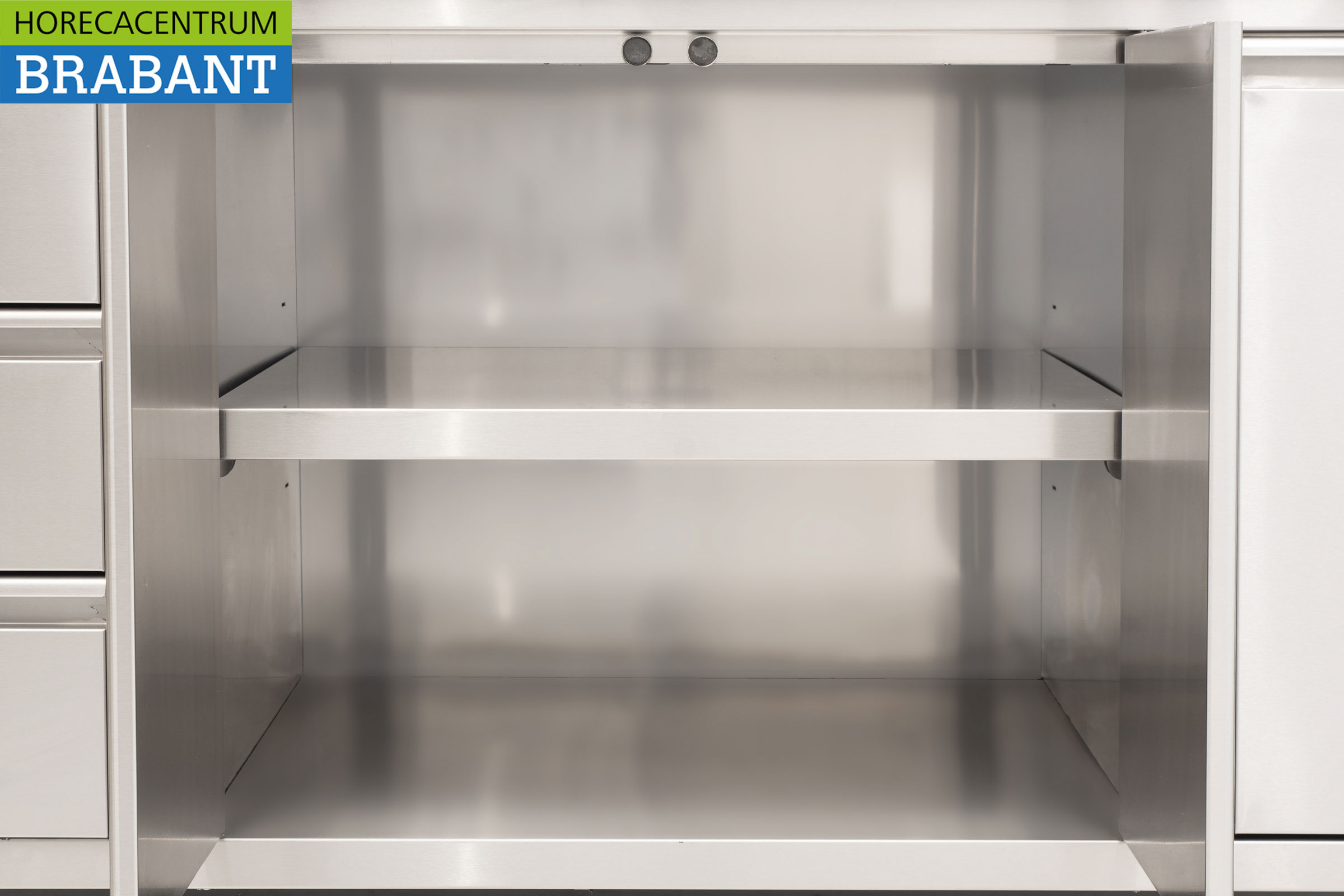 HCB Edelstahl Arbeitsschrank Schrank Arbeitstisch 2 Flügeltüren und 3 Schubladen und Abfallbehälter 180 cm Horeca – Bild 7