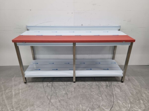 Edelstahl Polyethylen PE Schneidetisch Arbeitstisch 200 cm Catering Metzgerei