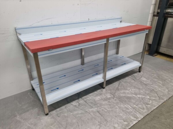 Edelstahl Polyethylen PE Schneidetisch Arbeitstisch 200 cm Catering Metzgerei – Bild 2
