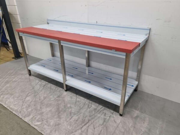 Edelstahl Polyethylen PE Schneidetisch Arbeitstisch 200 cm Catering Metzgerei – Bild 3