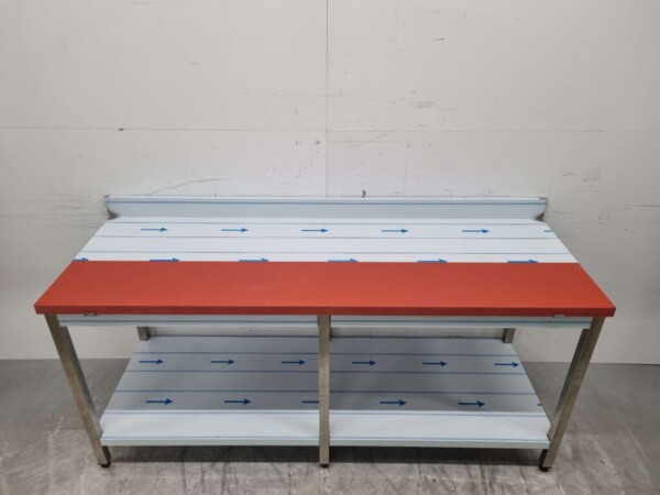 Edelstahl Polyethylen PE Schneidetisch Arbeitstisch 200 cm Catering Metzgerei – Bild 5