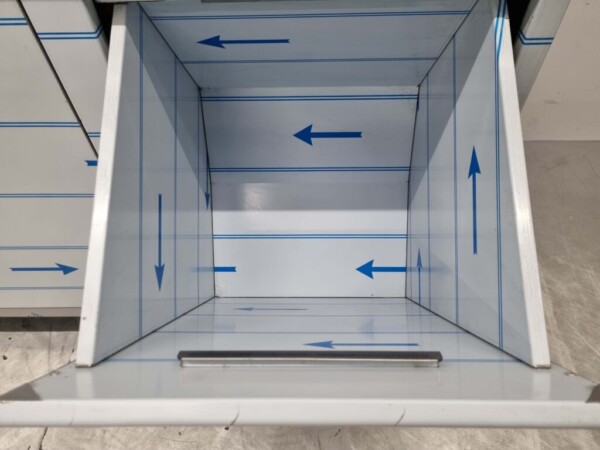 Edelstahl Arbeitsschrank Schrank Arbeitstisch 2 Flügeltüren, 3 Schubladen und Abfalleimer 160 cm Catering – Bild 5