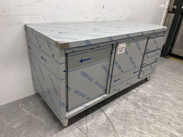Edelstahl Arbeitsschrank Arbeitstisch 2 Schiebetüren und 3 Schubladen 160 cm Catering – Bild 3