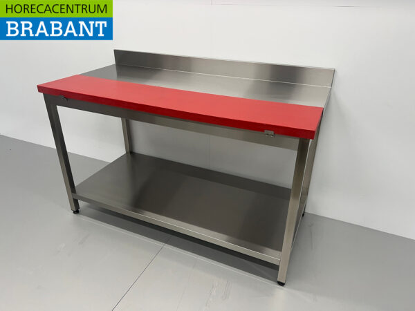 Edelstahl Polyethylen PE Schneidetisch Arbeitstisch 150 cm Catering Metzgerei – Bild 2