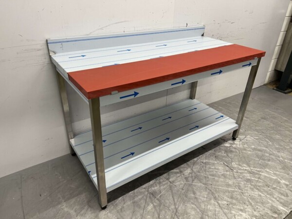 Edelstahl Polyethylen PE Schneidetisch Arbeitstisch 150 cm Catering Metzgerei – Bild 2