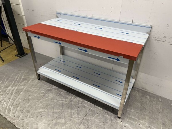 Edelstahl Polyethylen PE Schneidetisch Arbeitstisch 150 cm Catering Metzgerei – Bild 3