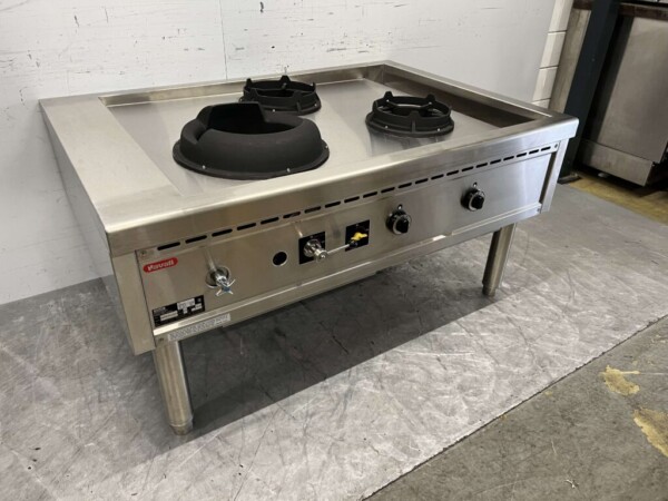 Edelstahl Nayati Wok Tisch Wok Herd 3 Brenner 150 cm Propan Gas Catering – Bild 2