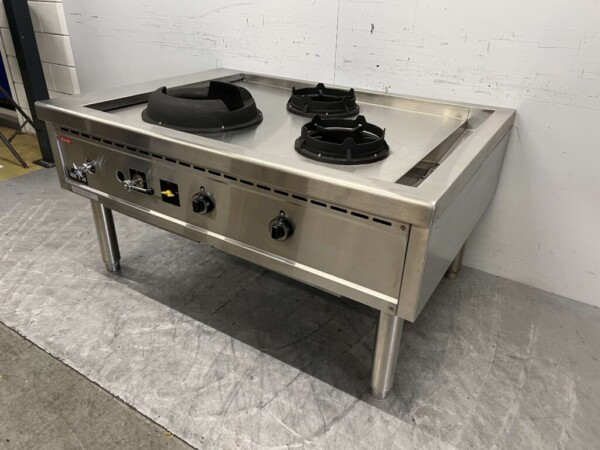 Edelstahl Nayati Wok Tisch Wok Herd 3 Brenner 150 cm Propan Gas Catering – Bild 3