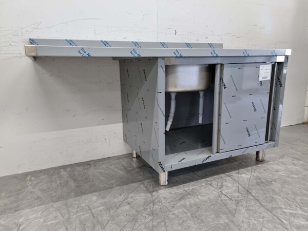 Edelstahlspüle Doppelspülen Premium-line 2 Schiebetüren 160 cm Catering – Bild 6