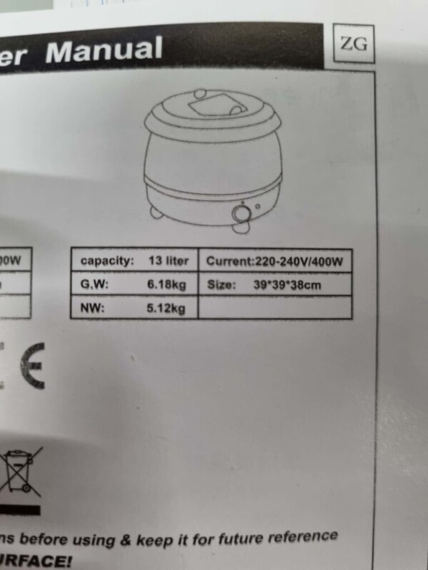 Suppenkessel Suppenterrine 13 Liter 230V Horeca – Bild 6