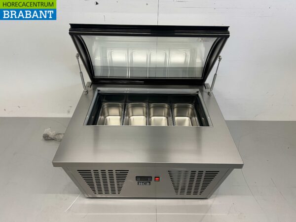 Edelstahl Scoop Eiscremevitrine Top-Gefrierschrank 4 x 5 Liter (1/3 GN) 87 cm 230V Horeca – Bild 4