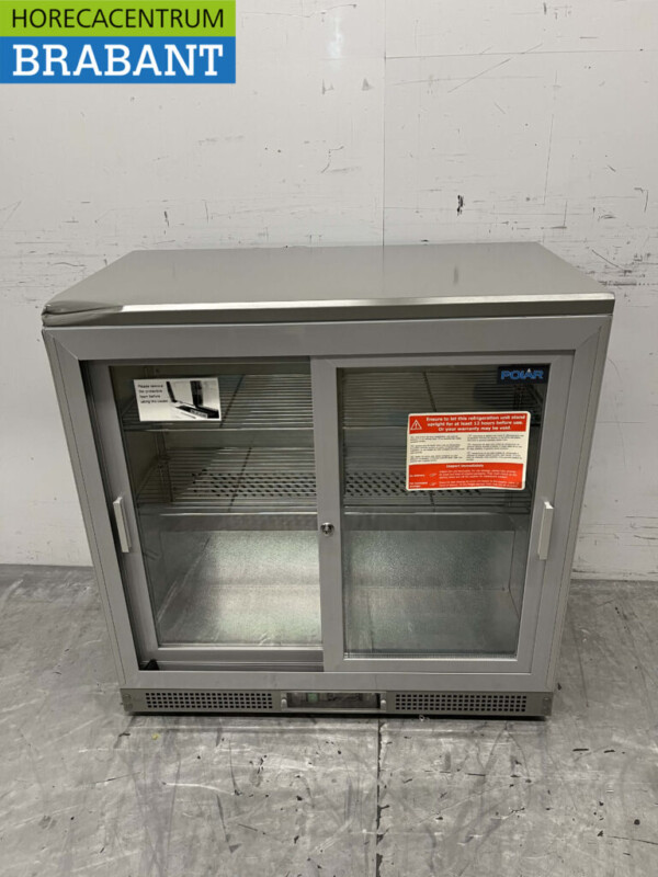 Edelstahl Polar CC601 Backbar Bar Kühlbox Glasschiebetüren 223 Liter 92 cm 230V Horeca