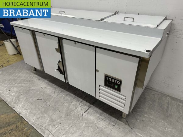Saro Pizza Werkbank aus Edelstahl Pizzatisch 3 Türen 202 cm 230V Horeca – Bild 2