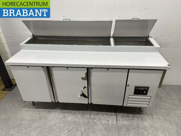Saro Pizza Werkbank aus Edelstahl Pizzatisch 3 Türen 202 cm 230V Horeca – Bild 4
