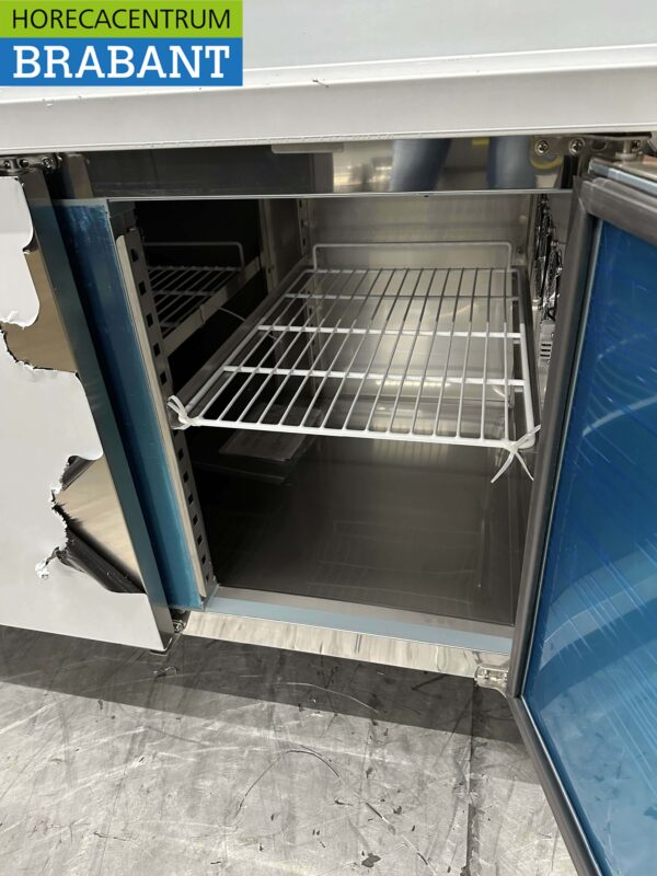 Saro Pizza Werkbank aus Edelstahl Pizzatisch 3 Türen 202 cm 230V Horeca – Bild 7