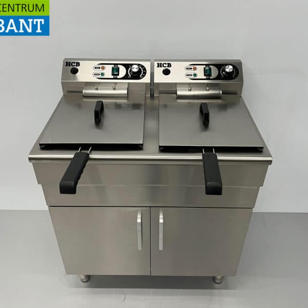 HCB Edelstahl-Doppelfritteuse Frittieren 2 x 16 Liter 230V Horeca