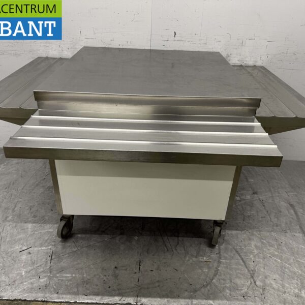 Mobiler Arbeitstisch aus Edelstahl Buffettisch auf Rollen 100 x 100 x 90 cm Catering Catering