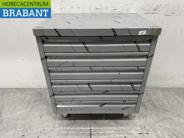 Edelstahl Arbeitsschrank Premium-line Schubladenschrank 6 Schubladen für Teig 70 cm Catering Pizzeria Bäckerei