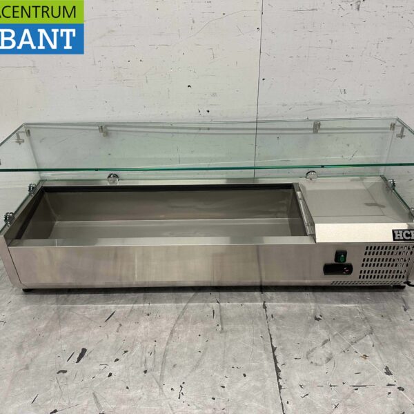 HCB Edelstahl Aufsatzvitrine Aufsatzvitrine saladière 5 x 1/4 GN 120 cm Horeca