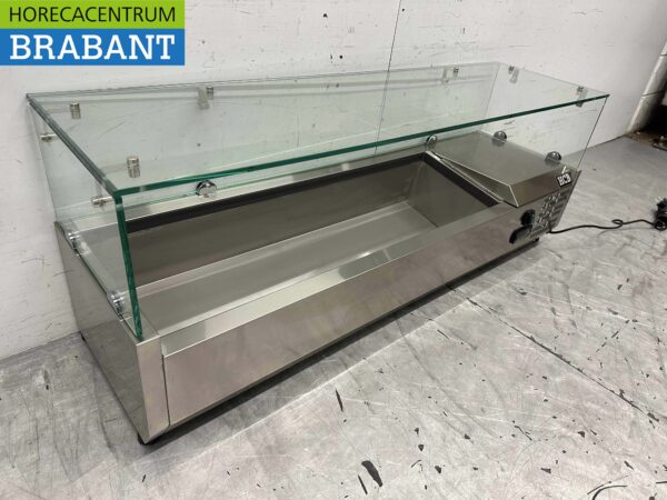 Thekenvitrine aus Edelstahl Thekenvitrine saladière 5 x 1/4 GN 120 cm Horeca – Bild 3