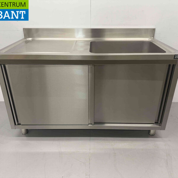 HCB Edelstahlspüle Spüle 2 Schiebetüren Premium-line 140 cm Horeca