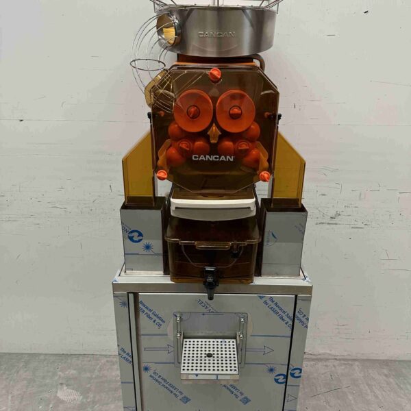 Cancan Automatische Orangenpresse Zitruspresse mit Tank mit mobilem Sockel 230V Horeca