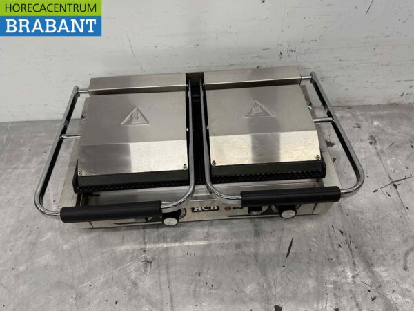 Edelstahl Doppelkontaktgrill Panini Grill Gerippt 230V Catering – Bild 2