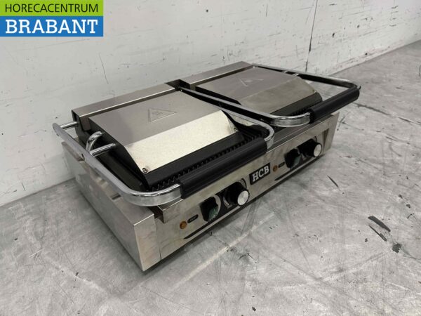 Edelstahl Doppelkontaktgrill Panini Grill Gerippt 230V Catering – Bild 3