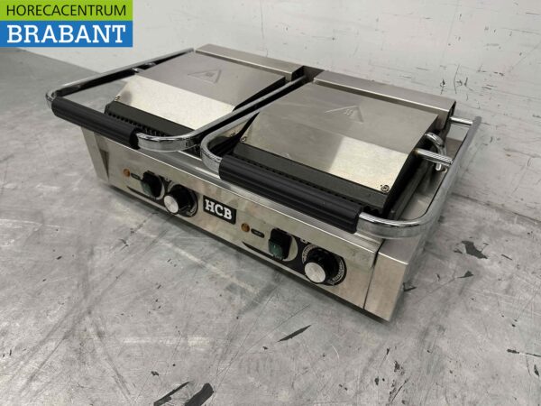 Edelstahl Doppelkontaktgrill Panini Grill Gerippt 230V Catering – Bild 4