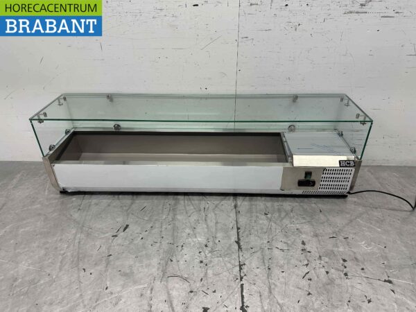 Thekenvitrine aus Edelstahl Thekenkühler saladière 7 x 1/4 GN 150 cm Horeca