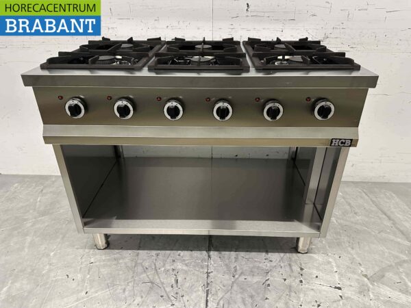 6-flammiger Gasherd aus Edelstahl 700 Serie 110 cm 36 kW Horeca