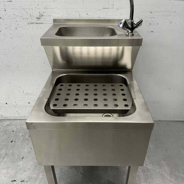 Edelstahl HCB Doppelspüle Spüle Ausgussbecken Kombiarmatur 50,5 cm Horeca