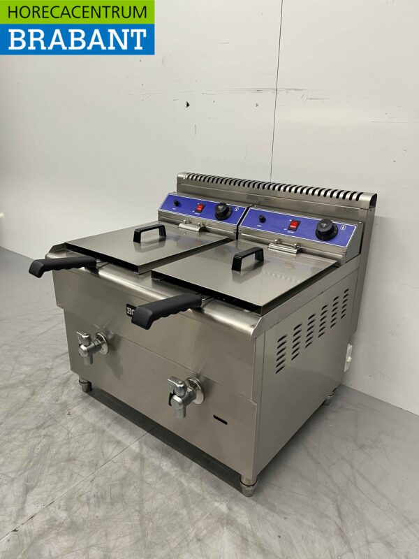 Edelstahl-Doppelfritteuse Frittieren 2 x 14 Liter PROPAAN GAS Catering – Bild 2