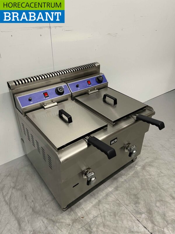Edelstahl-Doppelfritteuse Frittieren 2 x 14 Liter PROPAAN GAS Catering – Bild 3