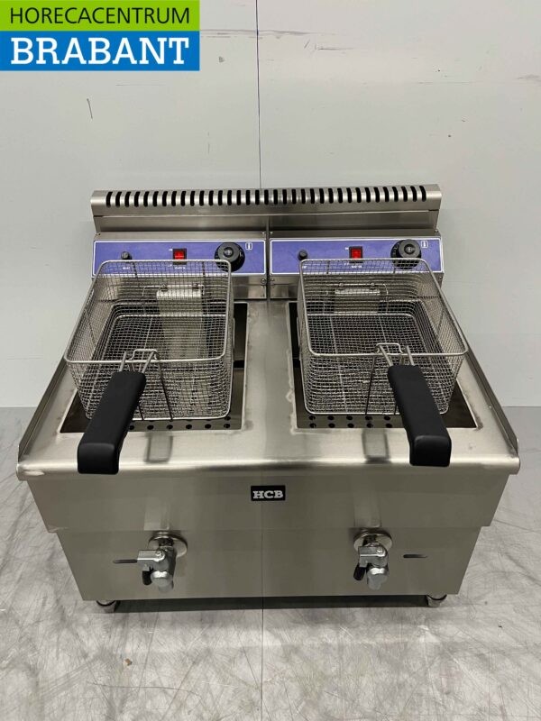 Edelstahl-Doppelfritteuse Frittieren 2 x 14 Liter PROPAAN GAS Catering – Bild 4