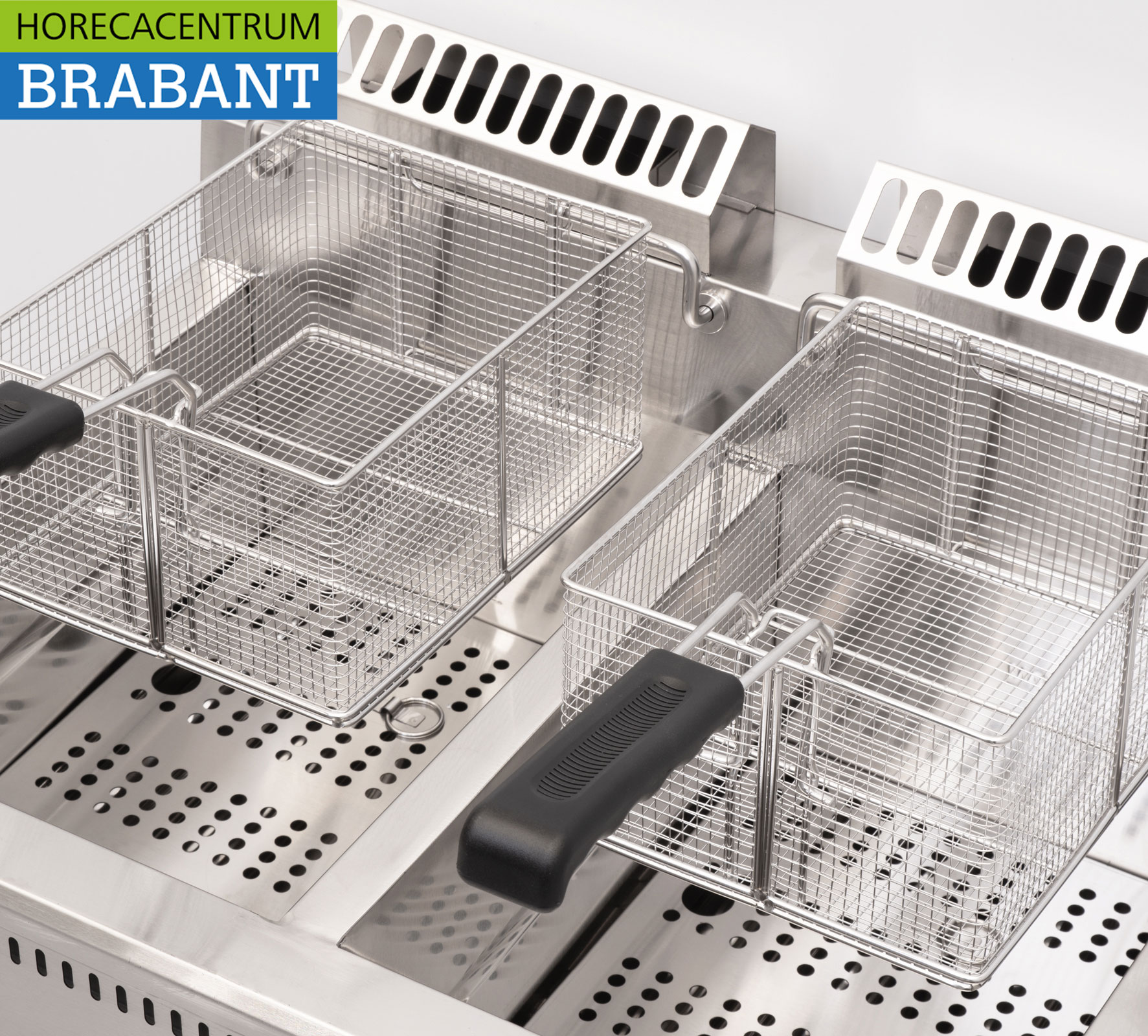 HCB Edelstahl-Doppelfritteuse Frittieren 2 x 21 Liter Gas Catering – Bild 6