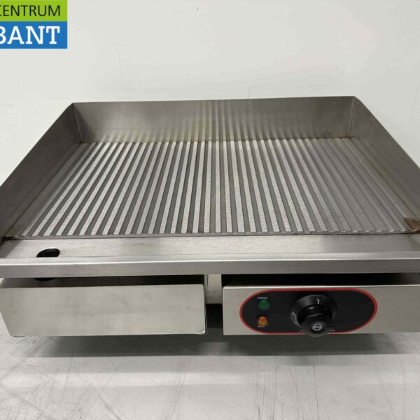 Edelstahl Bratplatte Griddle gerippt 55 cm 230V Horeca
