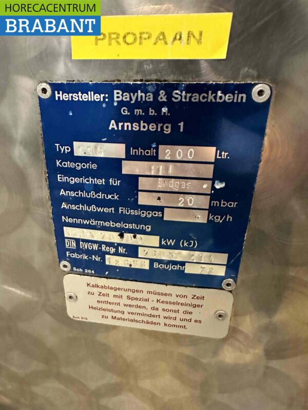 Bayha & Strackbein Kochkessel Kapazität 200 Liter Propangas Horeca – Bild 7