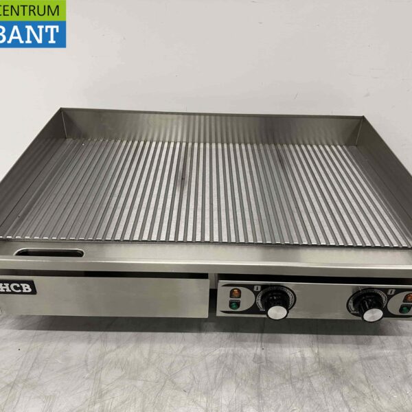 Edelstahl Bratplatte Griddle gerippt 73 cm 400V Horeca