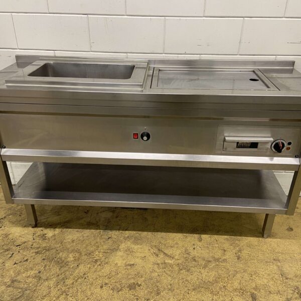 Edelstahl Menusystem Bratpfanne bain marie 165 cm 400V Horeca