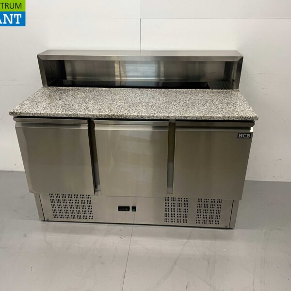 Edelstahl HCB Pizza-Werkbank Pizza-Tisch 3 Türen 136,5 cm 230V Horeca