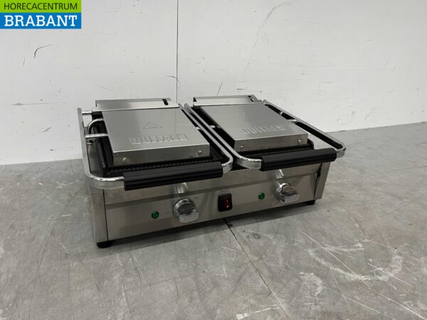 Edelstahl Buffalo Doppelkontakt Grill Panini Grill Glatt 230V Catering – Bild 2