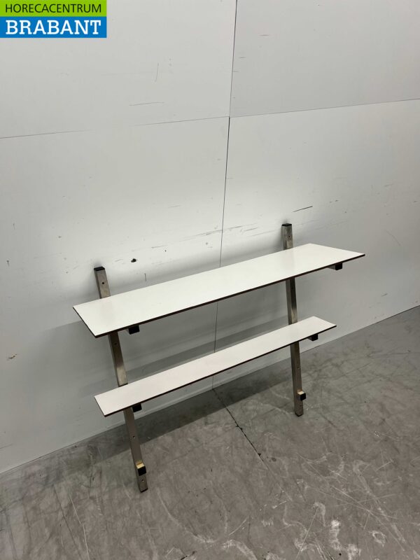 Edelstahl Wandregal 2 Böden 100 x 30 cm Horeca – Bild 2