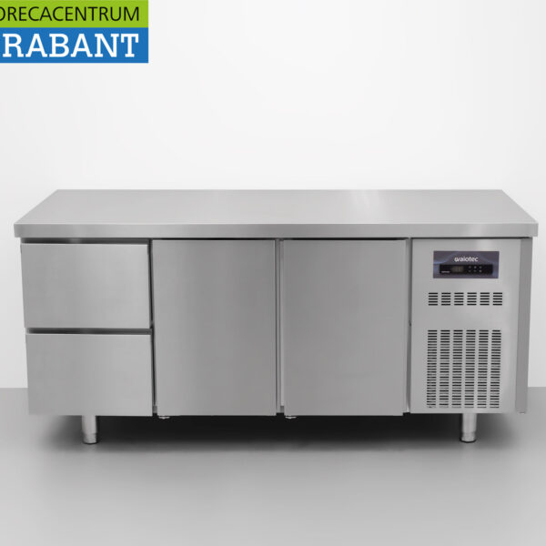 Edelstahl Coreco Premium gekühlte Werkbank 2 Schubladen und 2 Türen 1/1 Gastronorm 179,5 cm Catering