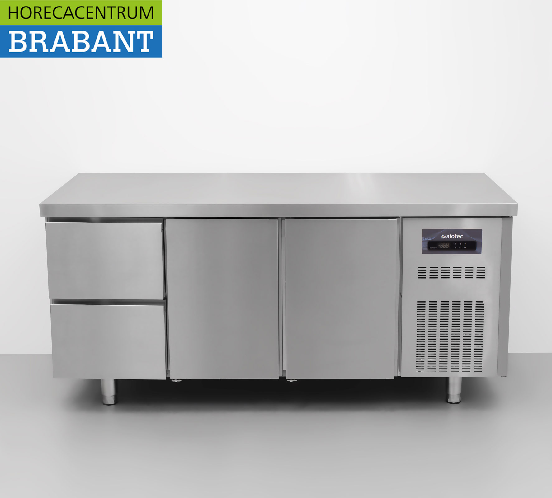 Edelstahl Coreco Premium gekühlte Werkbank 2 Schubladen und 2 Türen 1/1 Gastronorm 179,5 cm Catering