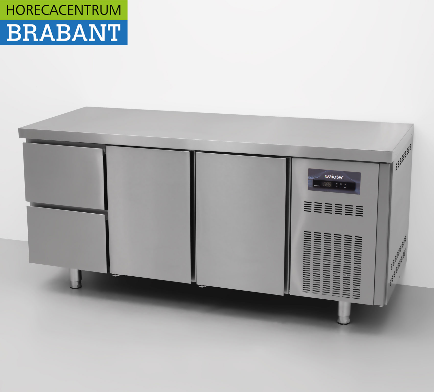 Edelstahl Coreco Premium gekühlte Werkbank 2 Schubladen und 2 Türen 1/1 Gastronorm 179,5 cm Catering – Bild 2